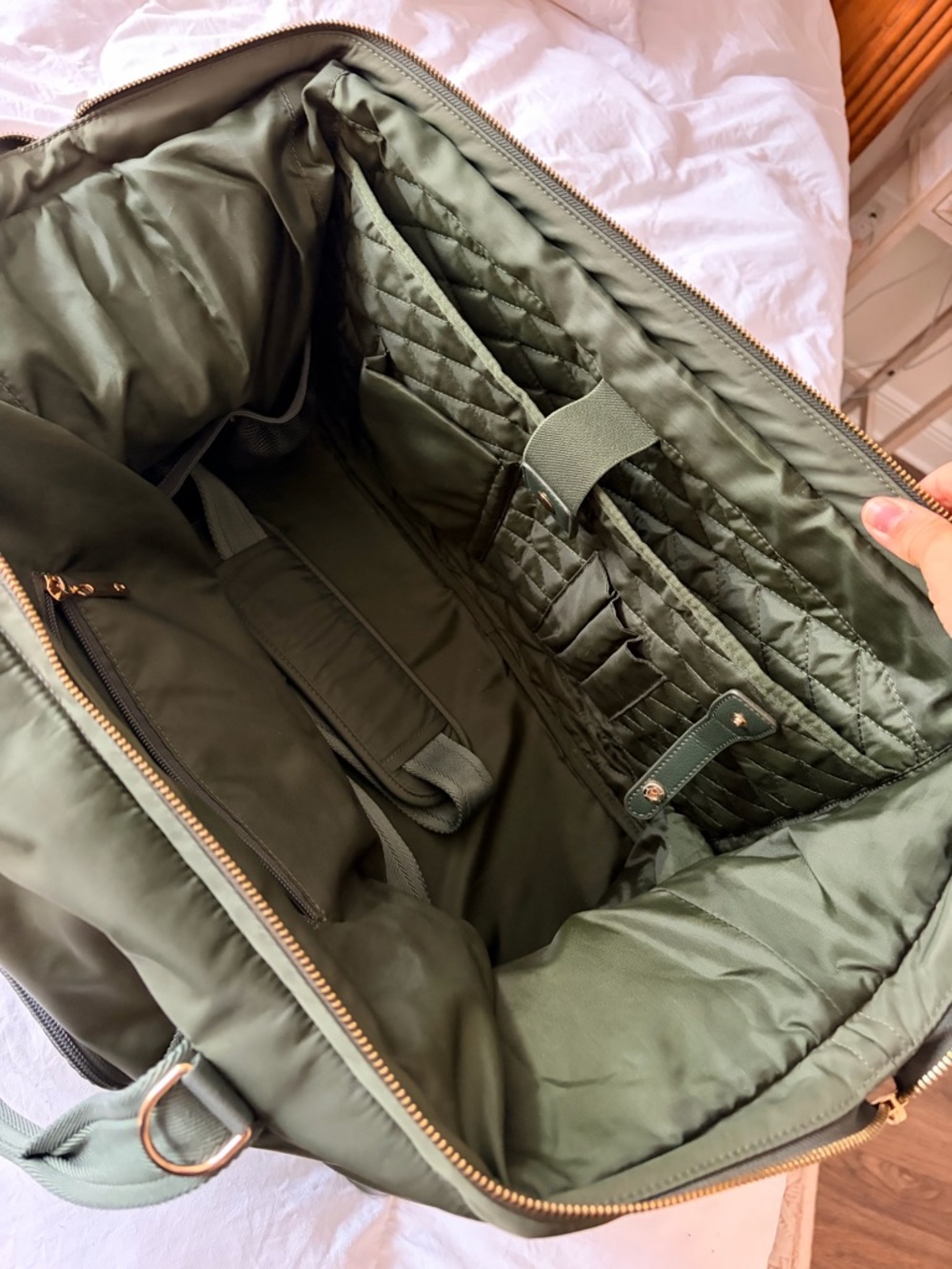 Buffbunny Olive Green Game Changer Duffel with Gold Hardware - Picture 4 of 11